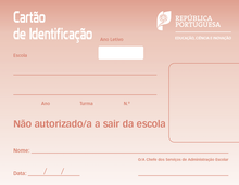 0087 Cartão Identidade do Aluno – Não Autorizado a Sair