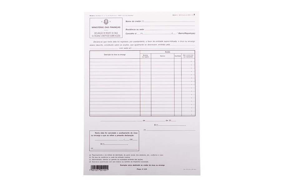 Image of  Declaração de Registo de Ón... 